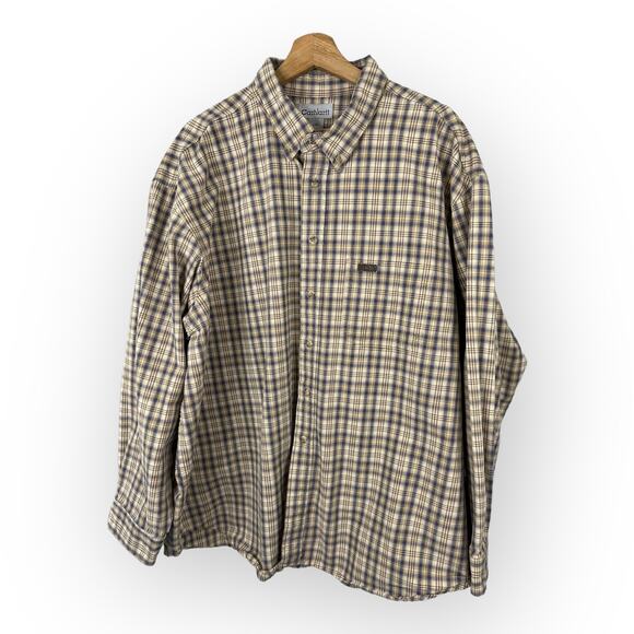 Carhartt Mens size 3XL Plaid Sheeting Long Sleeve Shirt Relaxed Fit Tan s94 khi - Picture 1 of 9